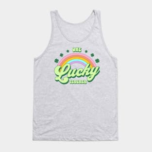 One Lucky Teacher St Patricks Day Kawaii Rainbow Tank Top